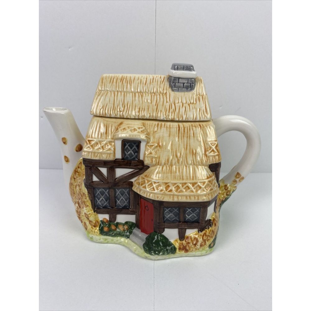 Vintage Ceramic Teapot Bavarian Style Cottage‎ House Made in Philippines
